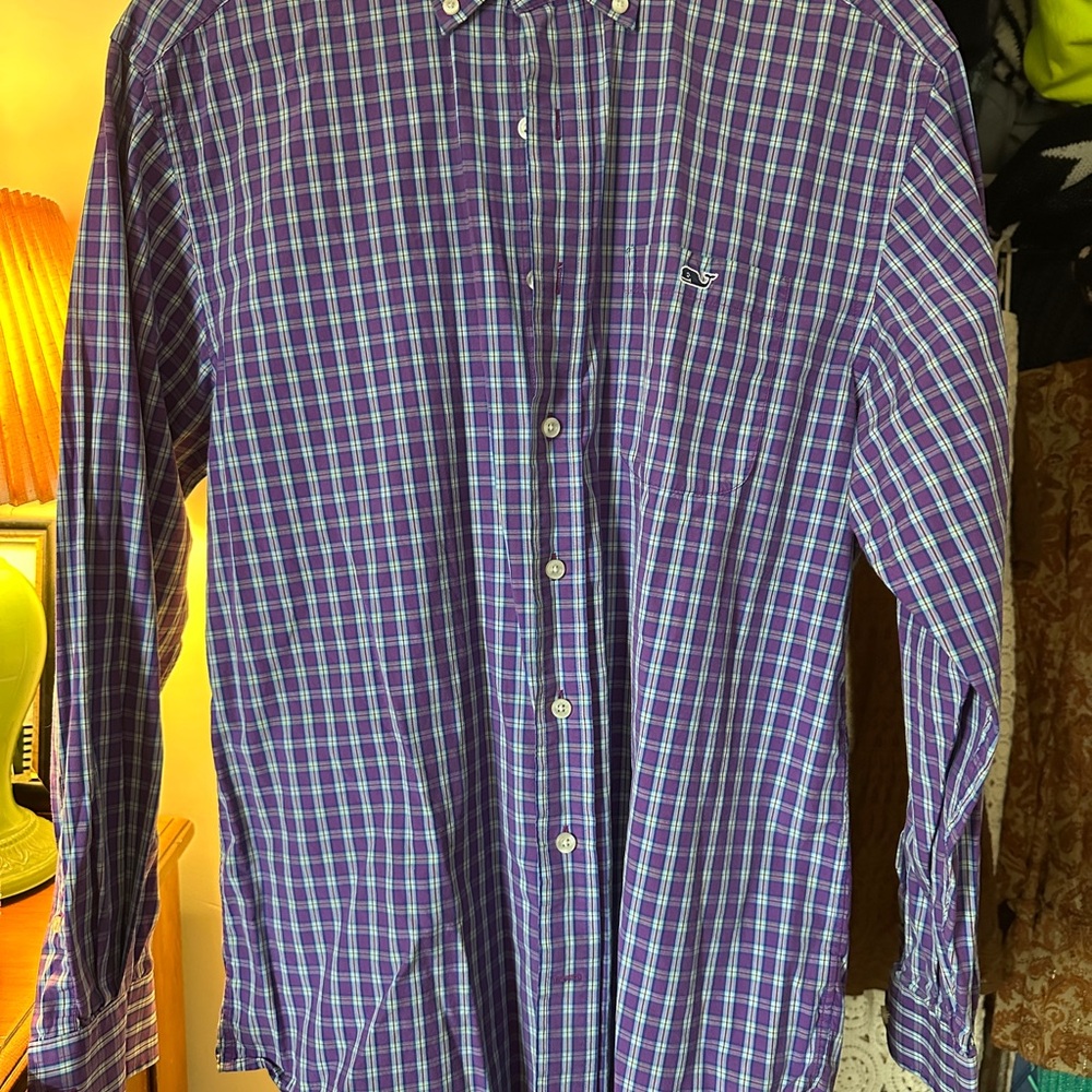 Vineyard Vines Purple and Blue Plaid Shirt